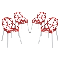 Connections Backrest Dining Chair - Red (Set of 4)