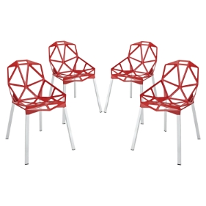 Connections Backrest Dining Chair - Red (Set of 4) 