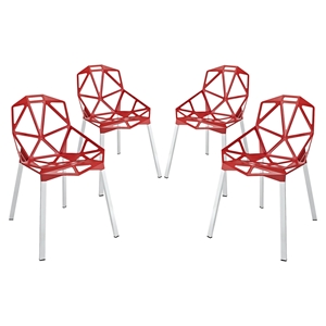 Connections Backrest Dining Chair - Red (Set of 4) 