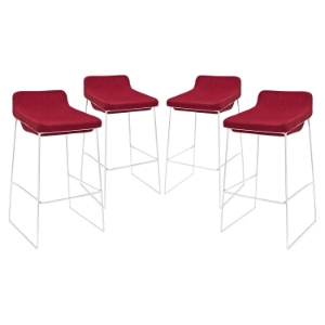 Garner Bar Stool - Metal Legs, Red (Set of 4) 