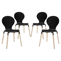 Path Dining Chair - Wood Legs, Black (Set of 4)