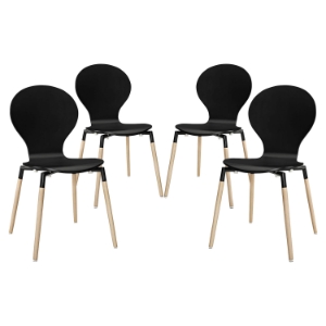 Path Dining Chair - Wood Legs, Black (Set of 4) 