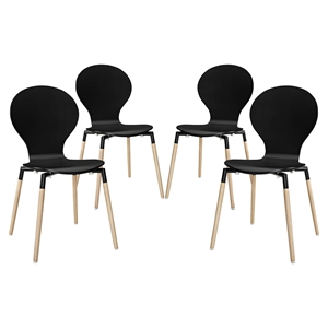 Path Dining Chair - Wood Legs, Black (Set of 4) 