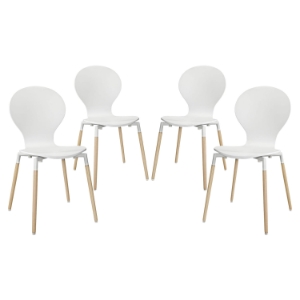 Path Dining Chair - Wood Legs, White (Set of 4) 