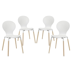 Path Dining Chair - Wood Legs, White (Set of 4) 