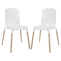 Stack Dining Chair - Wood Legs, White (Set of 2)