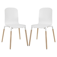 Stack Dining Chair - Wood Legs, White (Set of 2)