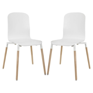 Stack Dining Chair - Wood Legs, White (Set of 2) 