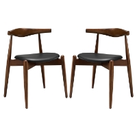 Stalwart Dining Side Chair - Wood Frame, Dark Walnut, Black (Set of 2)