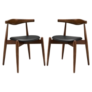 Stalwart Dining Side Chair - Wood Frame, Dark Walnut, Black (Set of 2) 