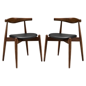 Stalwart Dining Side Chair - Wood Frame, Dark Walnut, Black (Set of 2) 