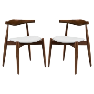 Stalwart Dining Side Chair - Wood Frame, Dark Walnut, White (Set of 2) 