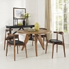 Stalwart Leatherette Dining Side Chair - Dark Walnut, Black (Set of 4) - EEI-1378-DWL-BLK