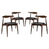Stalwart Leatherette Dining Side Chair - Dark Walnut, Black (Set of 4) - EEI-1378-DWL-BLK
