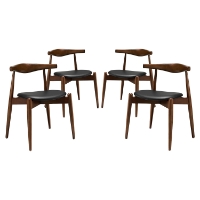 Stalwart Leatherette Dining Side Chair - Dark Walnut, Black (Set of 4)