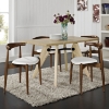 Stalwart Leatherette Dining Side Chair - Dark Walnut, White (Set of 4) - EEI-1378-DWL-WHI