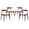 Stalwart Leatherette Dining Side Chair - Dark Walnut, White (Set of 4) - EEI-1378-DWL-WHI