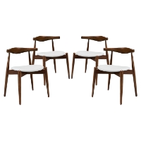 Stalwart Leatherette Dining Side Chair - Dark Walnut, White (Set of 4)