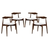 Stalwart Leatherette Dining Side Chair - Dark Walnut, White (Set of 4) - EEI-1378-DWL-WHI
