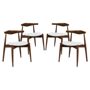 Stalwart Leatherette Dining Side Chair - Dark Walnut, White (Set of 4) 