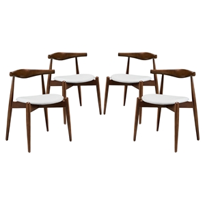 Stalwart Leatherette Dining Side Chair - Dark Walnut, White (Set of 4) 
