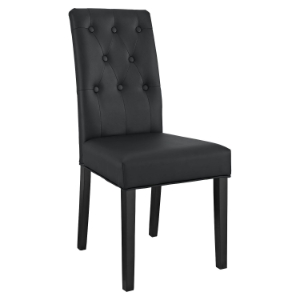 Confer Leatherette Side Chair - Button Tufted, Black 