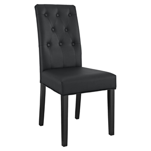Confer Leatherette Side Chair - Button Tufted, Black 