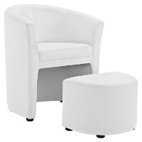 Divulge Leatherette Armchair and Ottoman - White