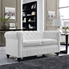 Earl Leatherette Loveseat - Button Tufted, White - EEI-1411-WHI