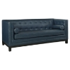 Imperial Bonded Leather Sofa - Button Tufted, Blue 