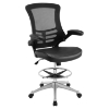 Attainment Leatherette Drafting Stool - Adjustable Seat, Swivel, Black - EEI-1422-BLK