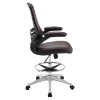 Attainment Leatherette Drafting Stool - Adjustable Seat, Swivel, Brown - EEI-1422-BRN