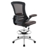Attainment Leatherette Drafting Stool - Adjustable Seat, Swivel, Brown - EEI-1422-BRN