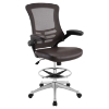 Attainment Leatherette Drafting Stool - Adjustable Seat, Swivel, Brown - EEI-1422-BRN