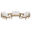 Marina 8 Pieces Outdoor Patio Sofa Set - Natural Frame, White - EEI-1471-NAT-WHI-SET