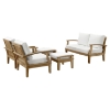 Marina 5 Pieces Patio Sofa Set - Natural Frame, White - EEI-1472-NAT-WHI-SET