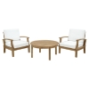 Marina 3 Pieces Outdoor Patio Sofa Set - Natural Frame, White, Round Table - EEI-1475-NAT-WHI-SET