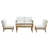Marina 5 Pieces Outdoor Patio Sofa Set - Natural Frame, White - EEI-1477-NAT-WHI-SET
