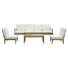Marina 7 Pieces Patio Teak Sofa Set - Natural Frame, White - EEI-1481-NAT-WHI-SET