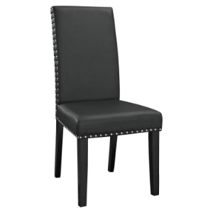 Parcel Dining Leatherette Side Chair - Nailhead, Black 