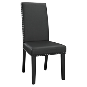 Parcel Dining Leatherette Side Chair - Nailhead, Black 