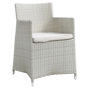 Junction Dining Outdoor Patio Armchair - Gray Frame, White Cushion 