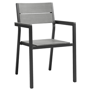 Maine Dining Outdoor Patio Armchair - Brown, Gray 