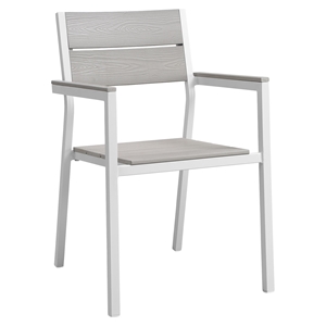 Maine Dining Outdoor Patio Armchair - White, Light Gray 