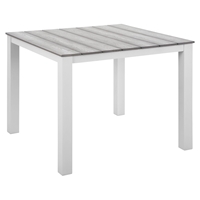 Maine 40" Outdoor Patio Dining Table - White, Light Gray