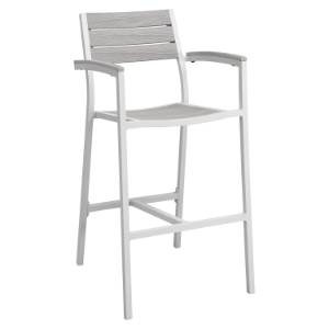 Maine Outdoor Patio Bar Stool - White, Light Gray 