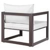 Fortuna Outdoor Patio Armchair - Brown Frame, White Cushion - EEI-1517-BRN-WHI