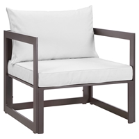 Fortuna Outdoor Patio Armchair - Brown Frame, White Cushion