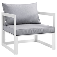 Fortuna Outdoor Patio Armchair - White Frame, Gray Cushion