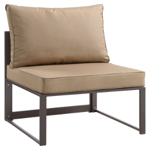 Fortuna Armless Outdoor Patio Chair - Brown Frame, Mocha Cushion 